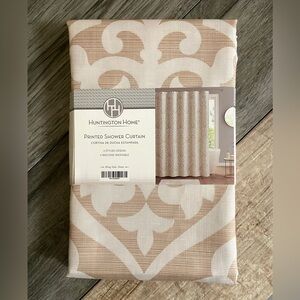 Huntington Home Tan and White Shower Curtain